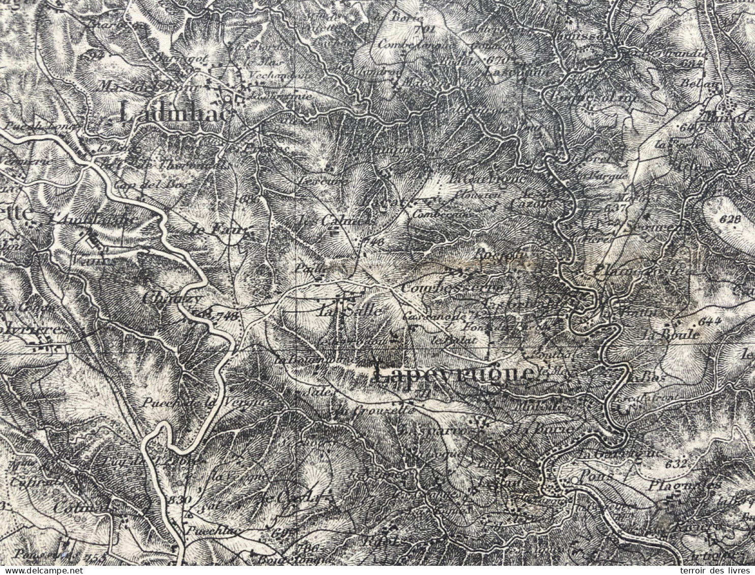 Carte état Major FIGEAC 1892 35x54cm LADINHAC LEUCAMP LAPEYRUGUE LABESSERETTE SANSAC-VEINAZES MUROLS LAFEUILLADE-EN-VEZI - Cartes Géographiques