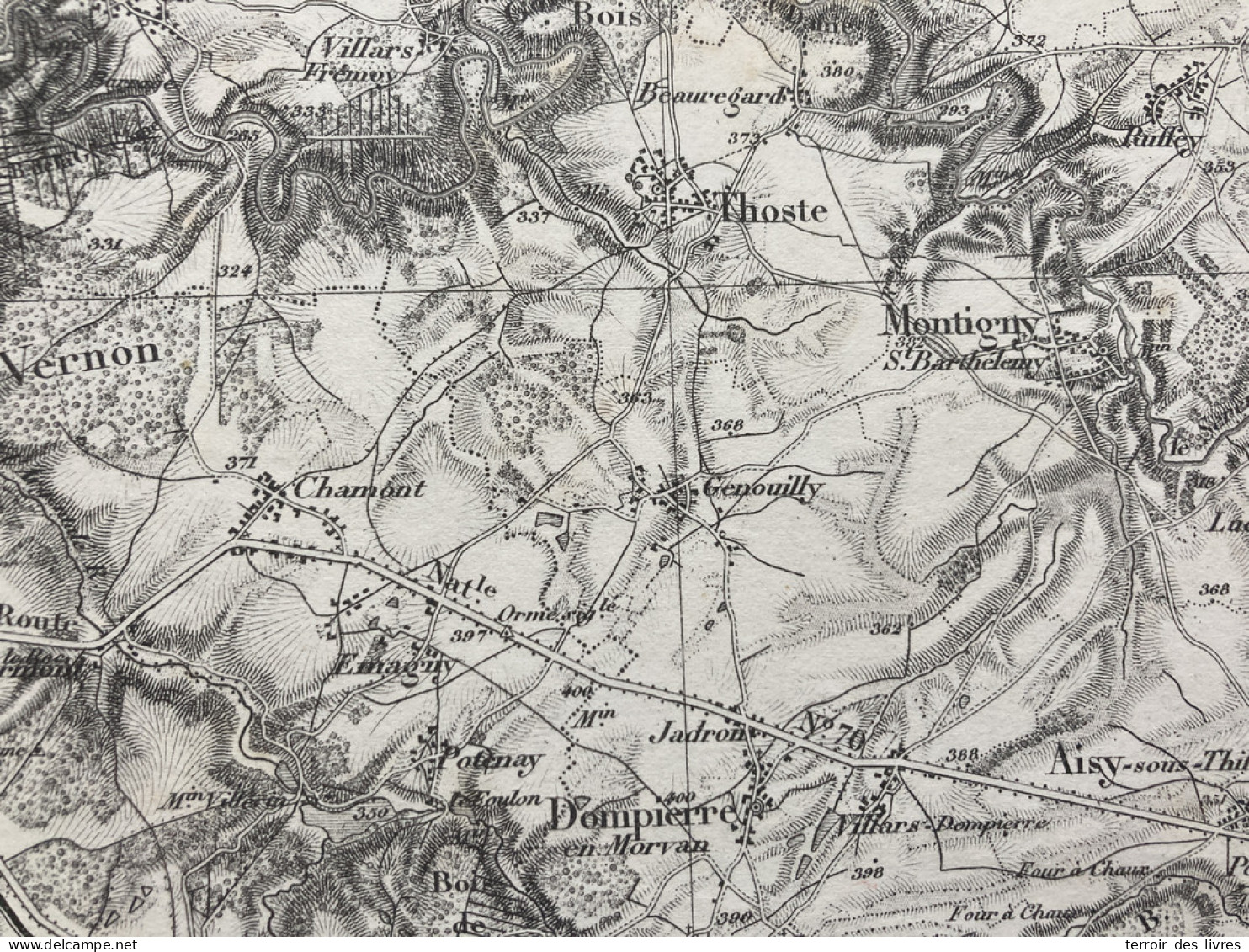 Carte état Major AVALLON S.E. 1897 35x54cm MONTIGNY SAINT BARTHELEMY BIERRE-LES-SEMUR THOSTE AISY-SOUS-THIL DOMPIERRE-EN - Cartes Géographiques