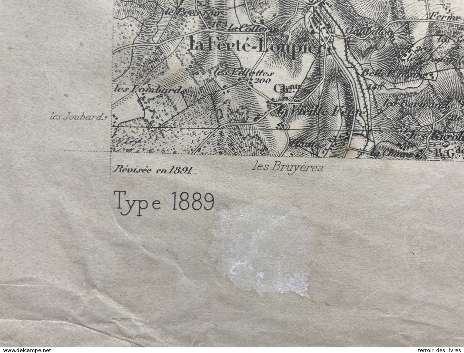Carte état Major AUXERRE 1891 35x54cm JOIGNY LOOZE PAROY-SUR-THOLON CHAMVRES ST-AUBIN-SUR-YONNE CEZY CHAMPLAY VILLECIEN  - Geographische Kaarten