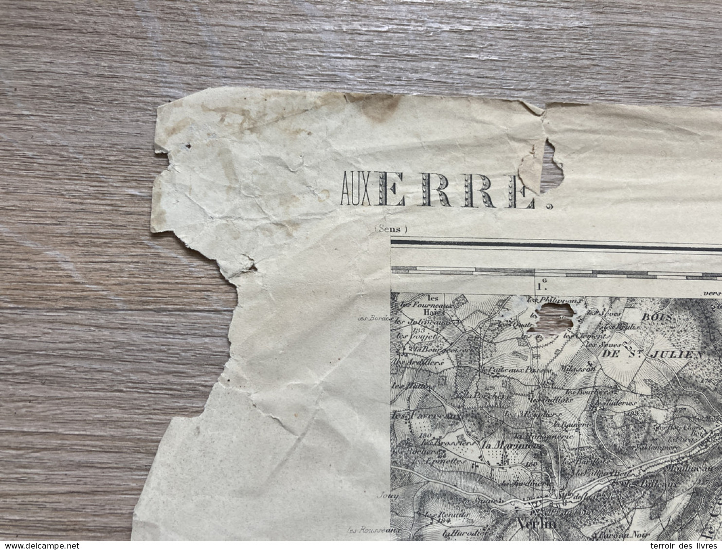 Carte état Major AUXERRE 1891 35x54cm JOIGNY LOOZE PAROY-SUR-THOLON CHAMVRES ST-AUBIN-SUR-YONNE CEZY CHAMPLAY VILLECIEN  - Geographical Maps