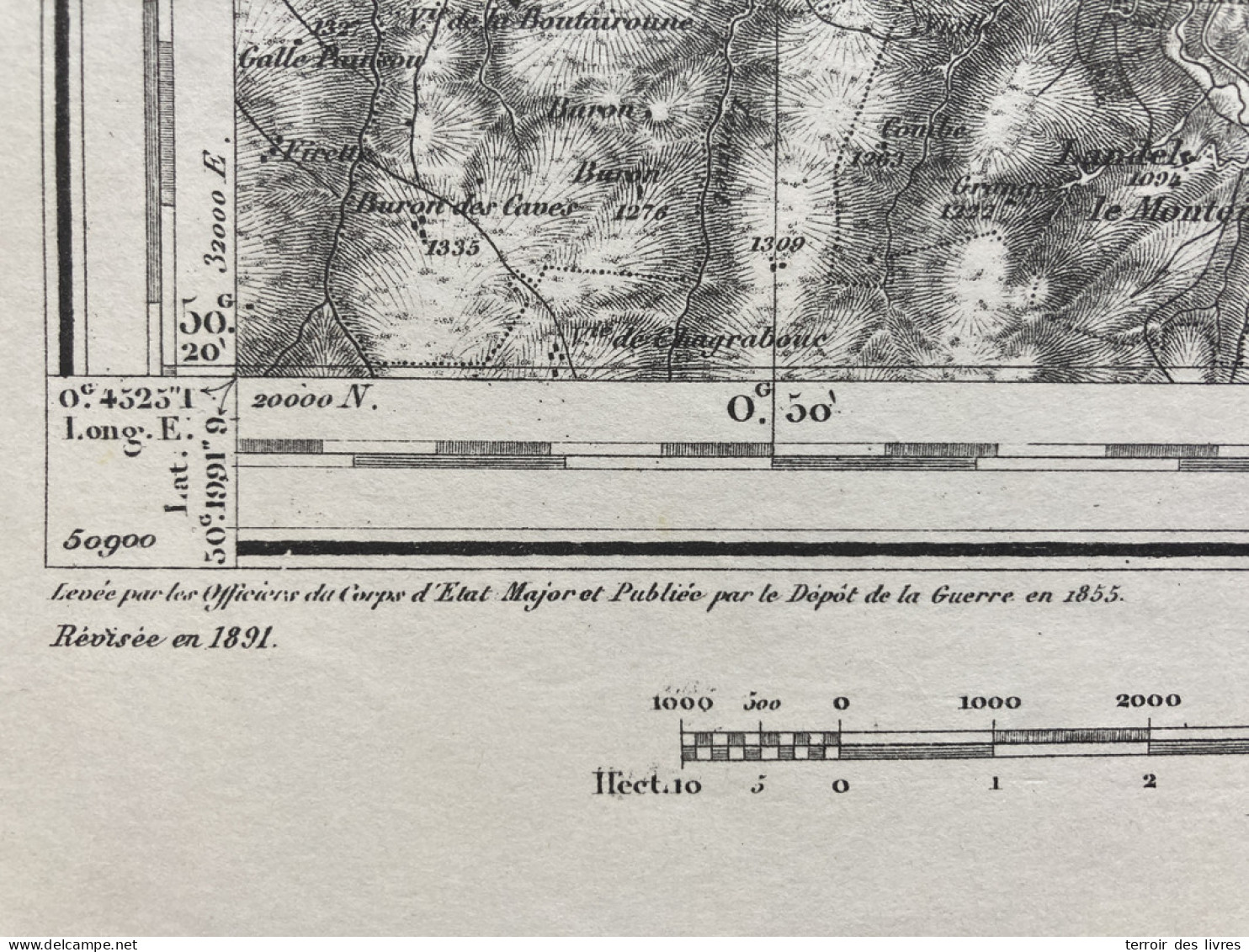 Carte état Major BRIOUDE S.O. 1855 1891 35x54cm PRADIER LANDEYRAT ALLANCHE VEZE VERNOLS MARCENAT MOLEDES MONTGRELEIX SEG - Cartes Géographiques