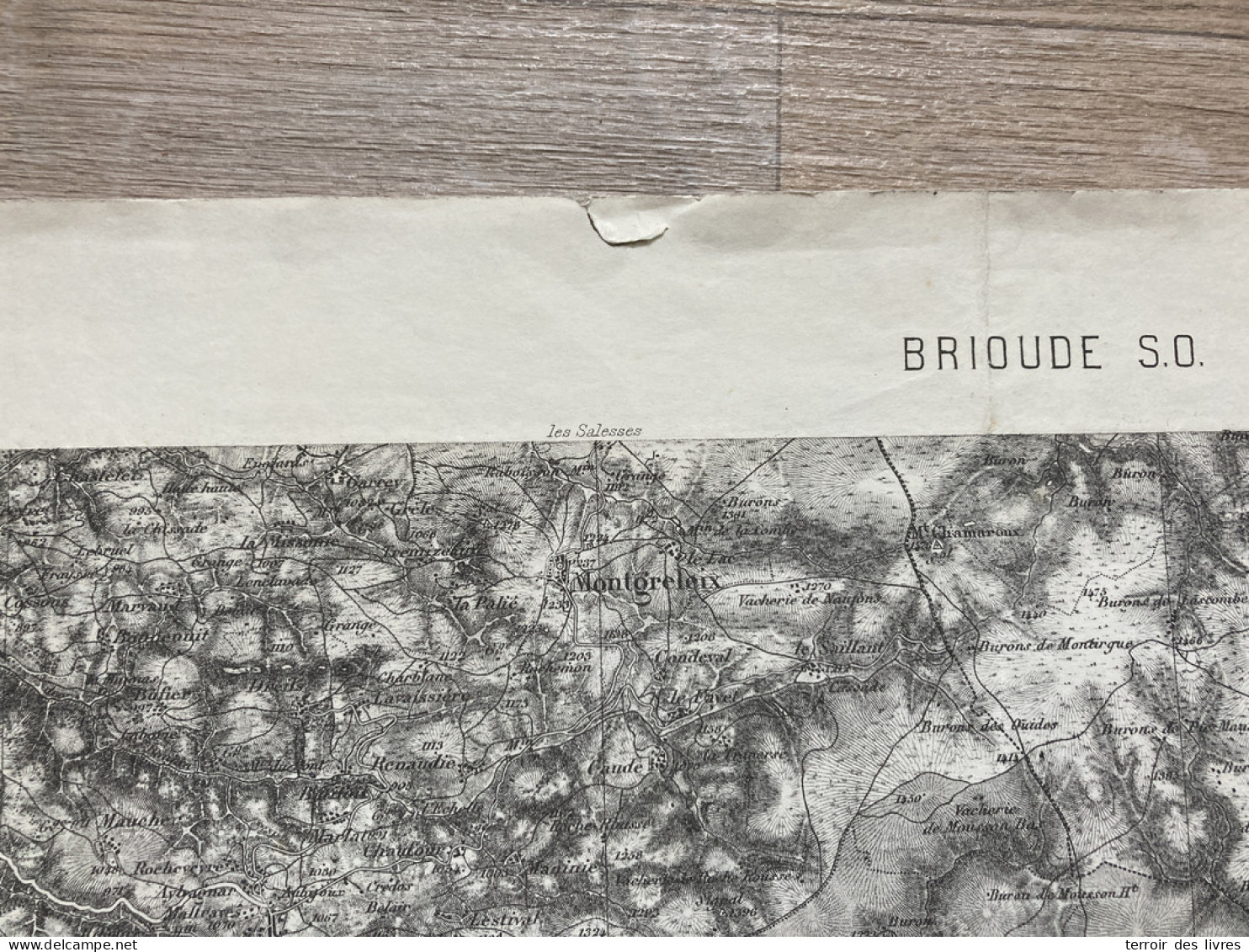 Carte état Major BRIOUDE S.O. 1855 1891 35x54cm PRADIER LANDEYRAT ALLANCHE VEZE VERNOLS MARCENAT MOLEDES MONTGRELEIX SEG - Geographische Kaarten