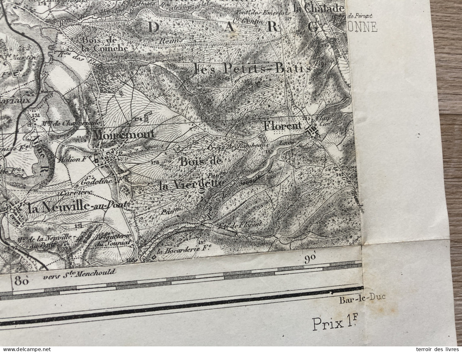 Carte état Major VERDUN S.O. 1835 1895 33x50cm CERNAY EN DORMOIS ROUVROY-RIPONT BOUCONVILLE FONTAINE-EN-DORMOIS MASSIGES - Landkarten