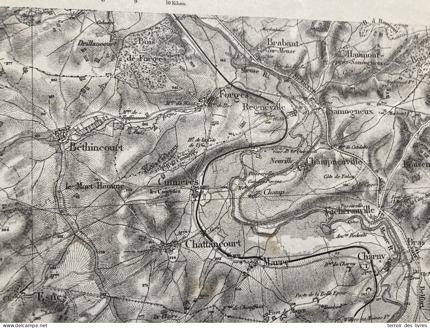 Carte état Major VERDUN S.E. 1895 33x50cm ESNES EN ARGONNE MONTZEVILLE CHATTANCOURT MALANCOURT BETHELAINVILLE BETHINCOUR - Landkarten