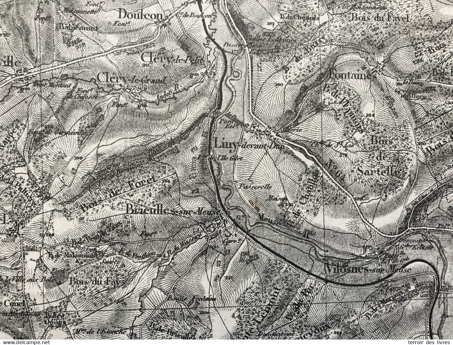 Carte état Major VERDUN 1895 33x50cm MURVAUX FONTAINES-ST-CLAIR LION-DEVANT-DUN MILLY-SUR-BRADON DUN-SUR-MEUSE BRANDEVIL - Cartes Géographiques