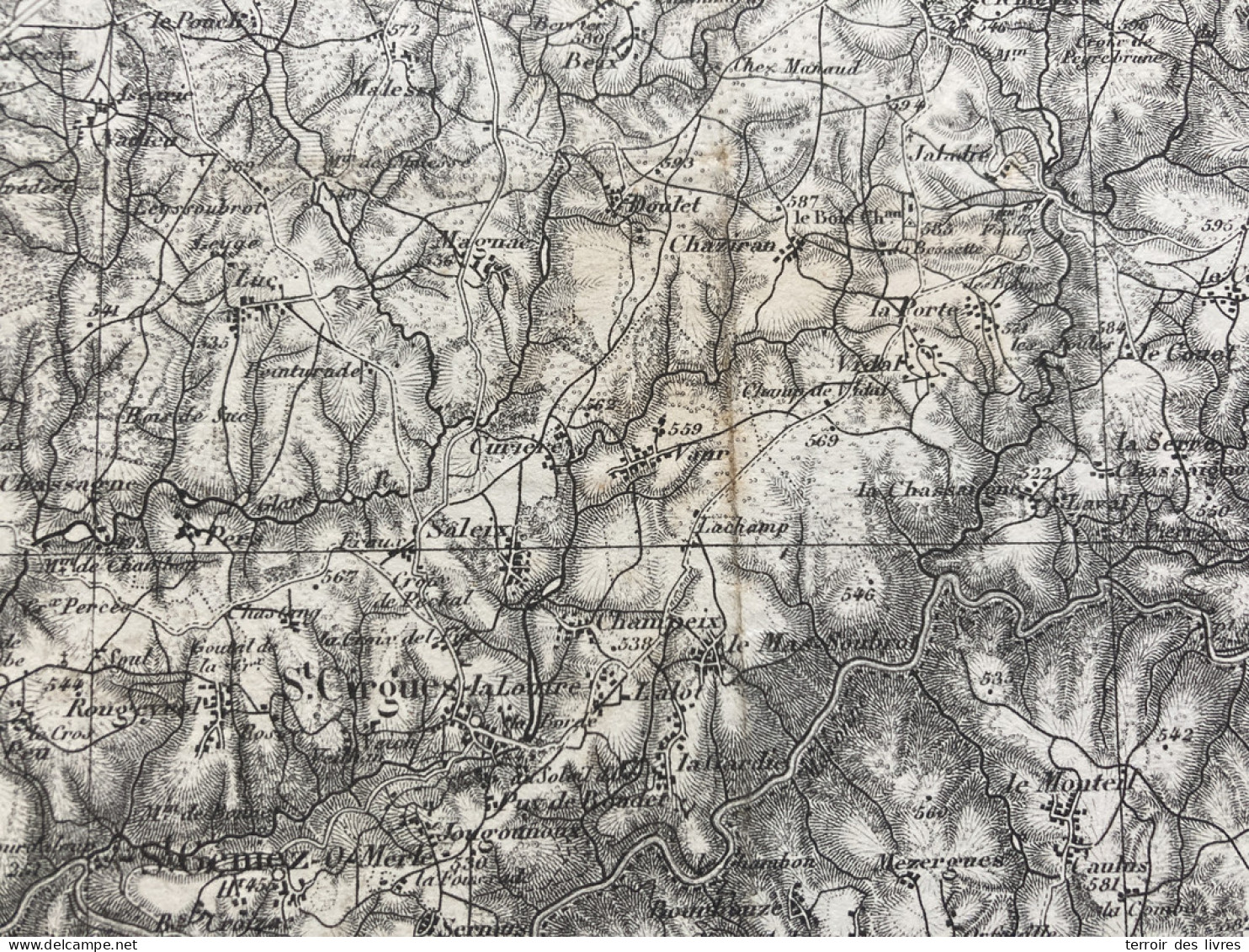 Carte état Major AURILLAC 1892 35x54cm SAINT CIRGUE LA LOUTRE ST-GENIEZ-O-MERLE GOULLES CROS-DE-MONTVERT ST-PRIVAT ST-JU - Geographical Maps