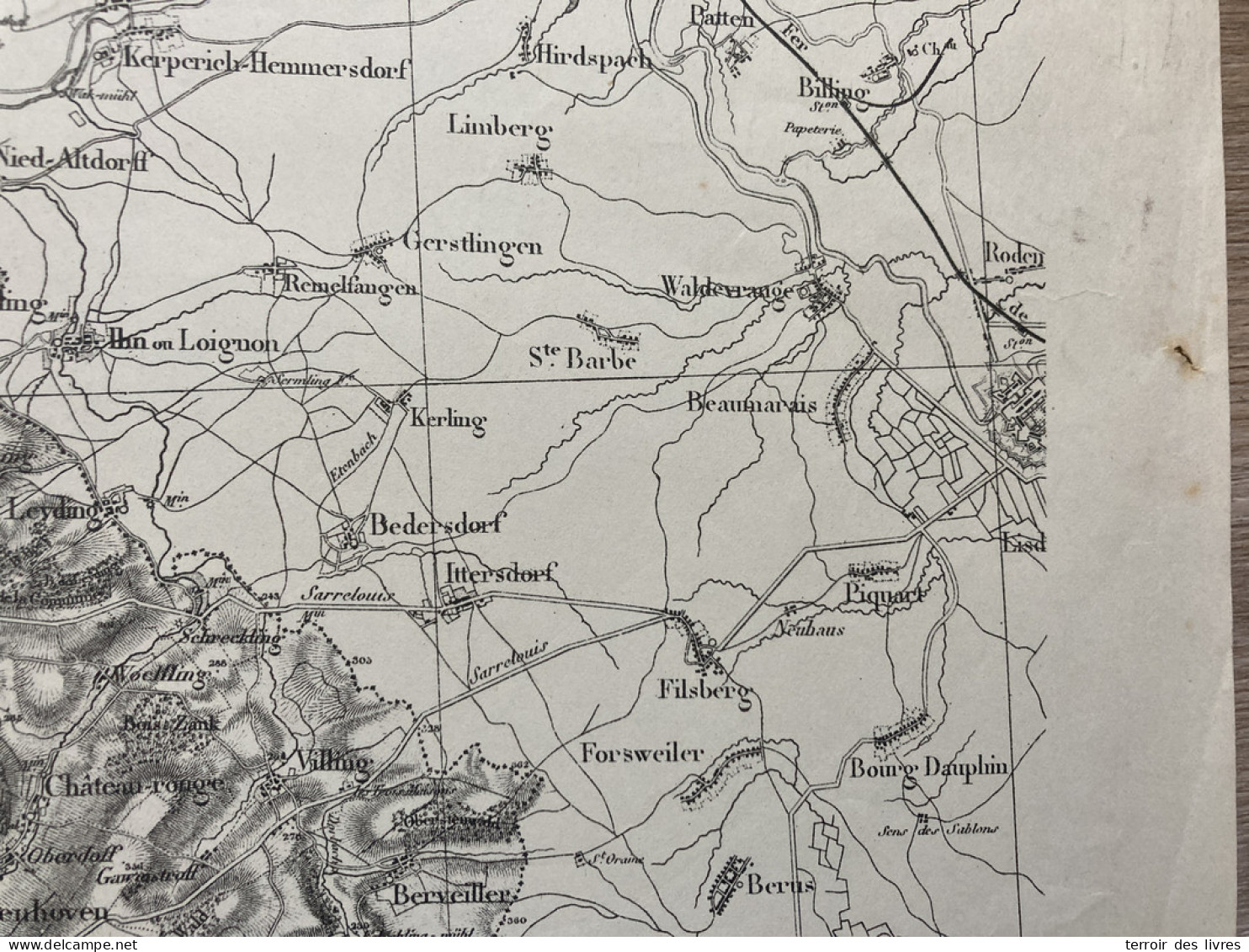 Carte état Major SARREGUEMINES Fin XIX Siècle 33x50cm FILLSTROFF GUERSTLING BOUZONVILLE COLMEN HEINING-LES-BOUZONVILLE V - Geographical Maps