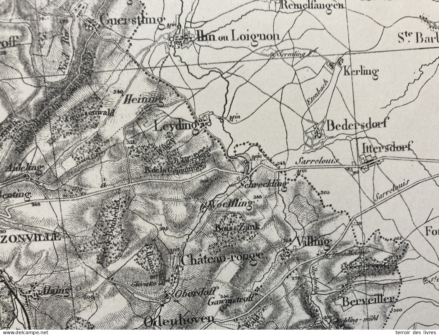 Carte état Major SARREGUEMINES Fin XIX Siècle 33x50cm FILLSTROFF GUERSTLING BOUZONVILLE COLMEN HEINING-LES-BOUZONVILLE V - Geographical Maps