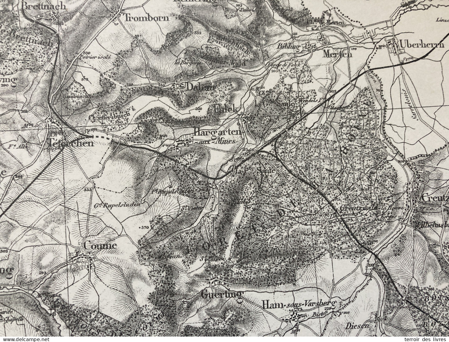 Carte état Major SARREGUEMINES S.O. 1901 33x50cm BOULAY MOSELLE ROUPELDANGE DENTING MOMERSTROFF HALLING-LES-BOULAY HELST - Geographische Kaarten