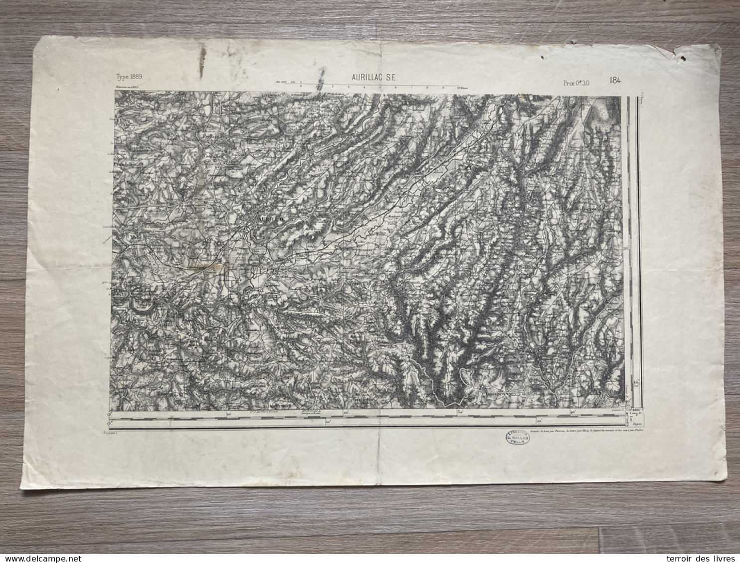 Carte état Major AURILLAC S.E. 1892 35x54cm VEZAC CARLAT YOLET GIOU-DE-MAMOU ST-ETIENNE-DE-CARLAT LABROUSSE ARPAJON-SUR- - Geographical Maps
