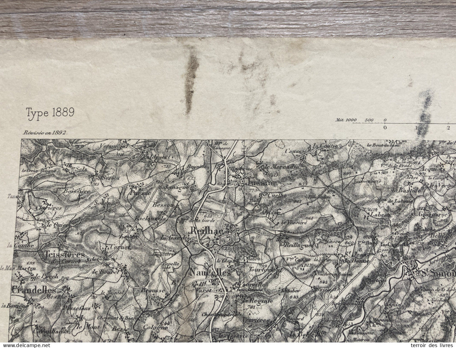 Carte état Major AURILLAC S.E. 1892 35x54cm VEZAC CARLAT YOLET GIOU-DE-MAMOU ST-ETIENNE-DE-CARLAT LABROUSSE ARPAJON-SUR- - Geographical Maps