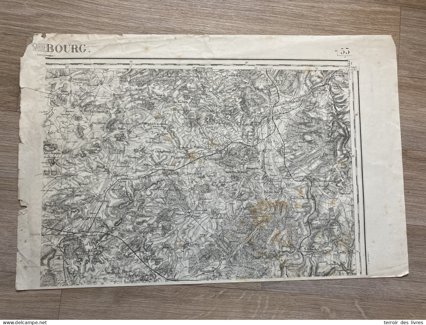 Carte état Major SARREBOURG Fin XIX Siècle 33x50cm HAZEMBOURG VITTERSBOURG KAPPELKINGER LE-VAL-DE-GUEBLANGE HONSKIRCH KI - Geographical Maps