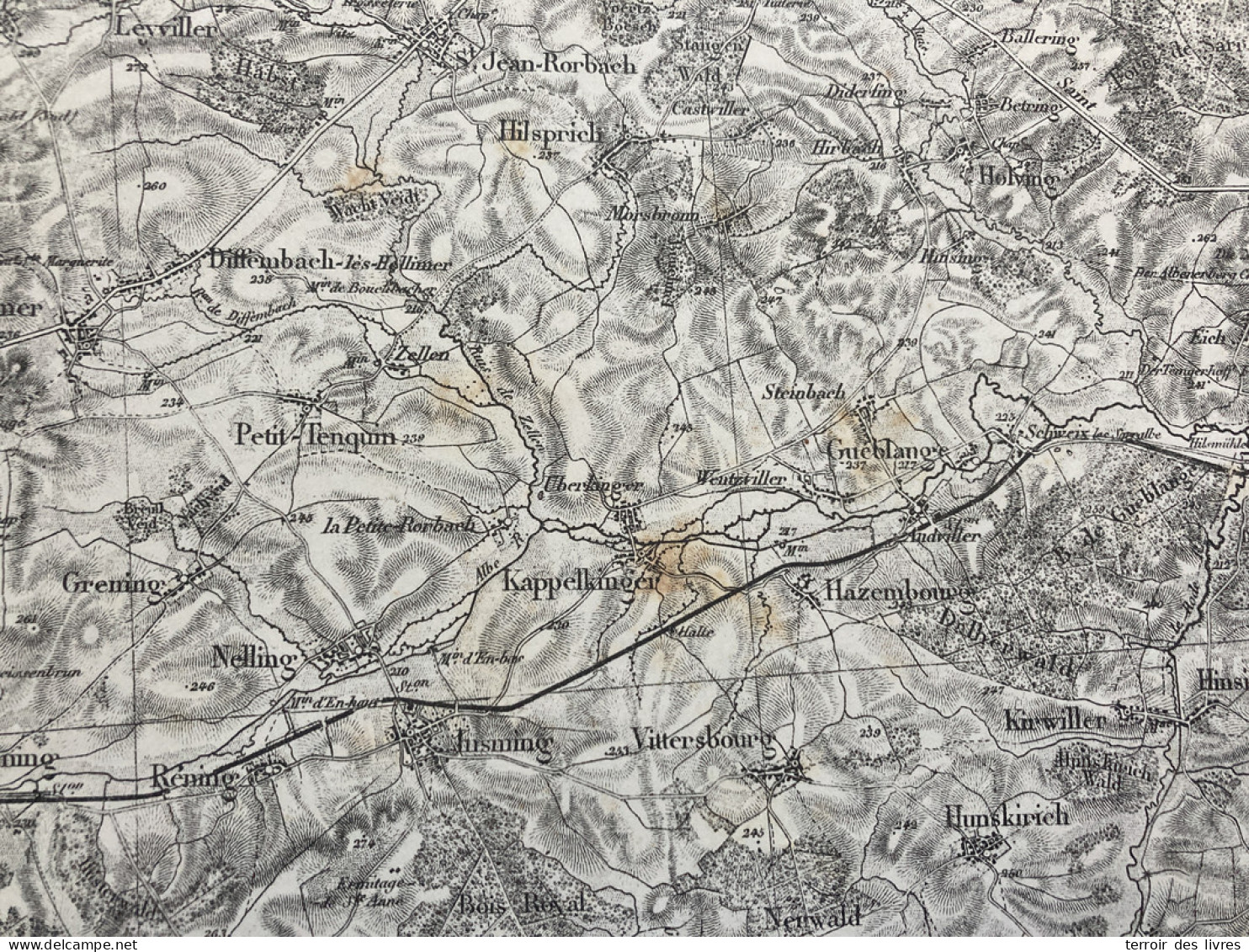 Carte état Major SARREBOURG Fin XIX Siècle 33x50cm HAZEMBOURG VITTERSBOURG KAPPELKINGER LE-VAL-DE-GUEBLANGE HONSKIRCH KI - Geographical Maps