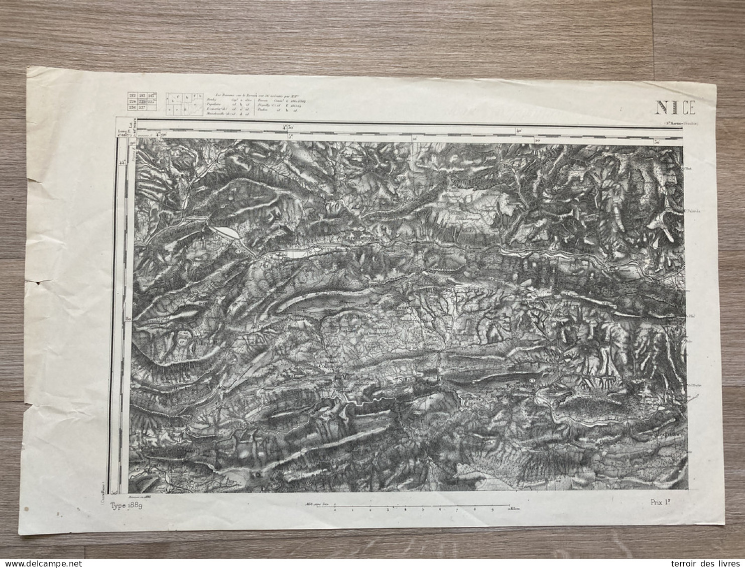 Carte état Major NICE 1895 33x50cm LA PENNE ST-PIERRE ST-ANTONIN LA-ROCHETTE TOUET-SUR-VAR PUGET-THENIERS ASCROS PUGET-R - Cartes Géographiques