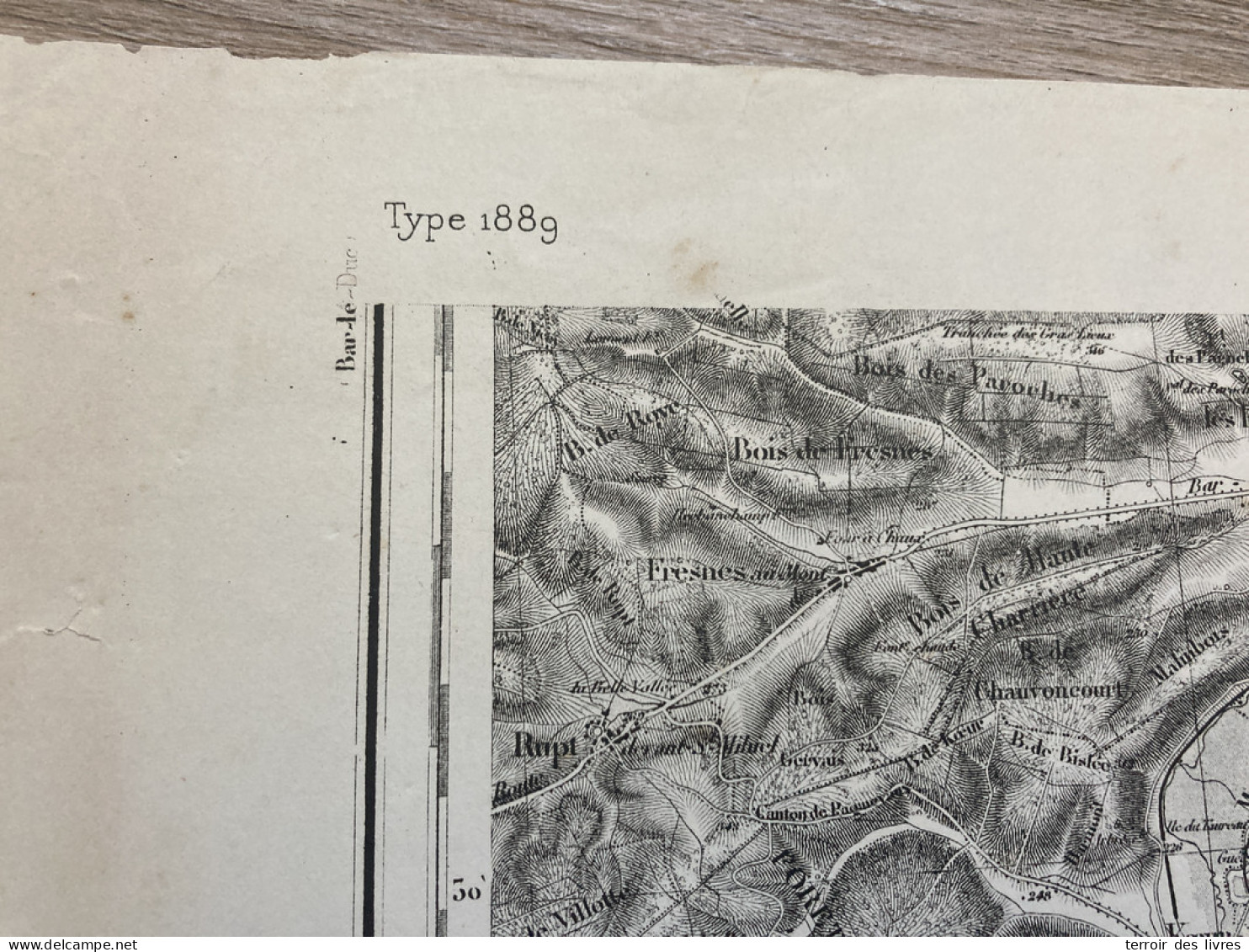 Carte état Major COMMERCY S.O. 1835 1888 33x50cm MARBOTTE APREMONT LA FORET VARNEVILLE LIOUVILLE LOUPMONT MARBOTTE ST-JU - Geographical Maps