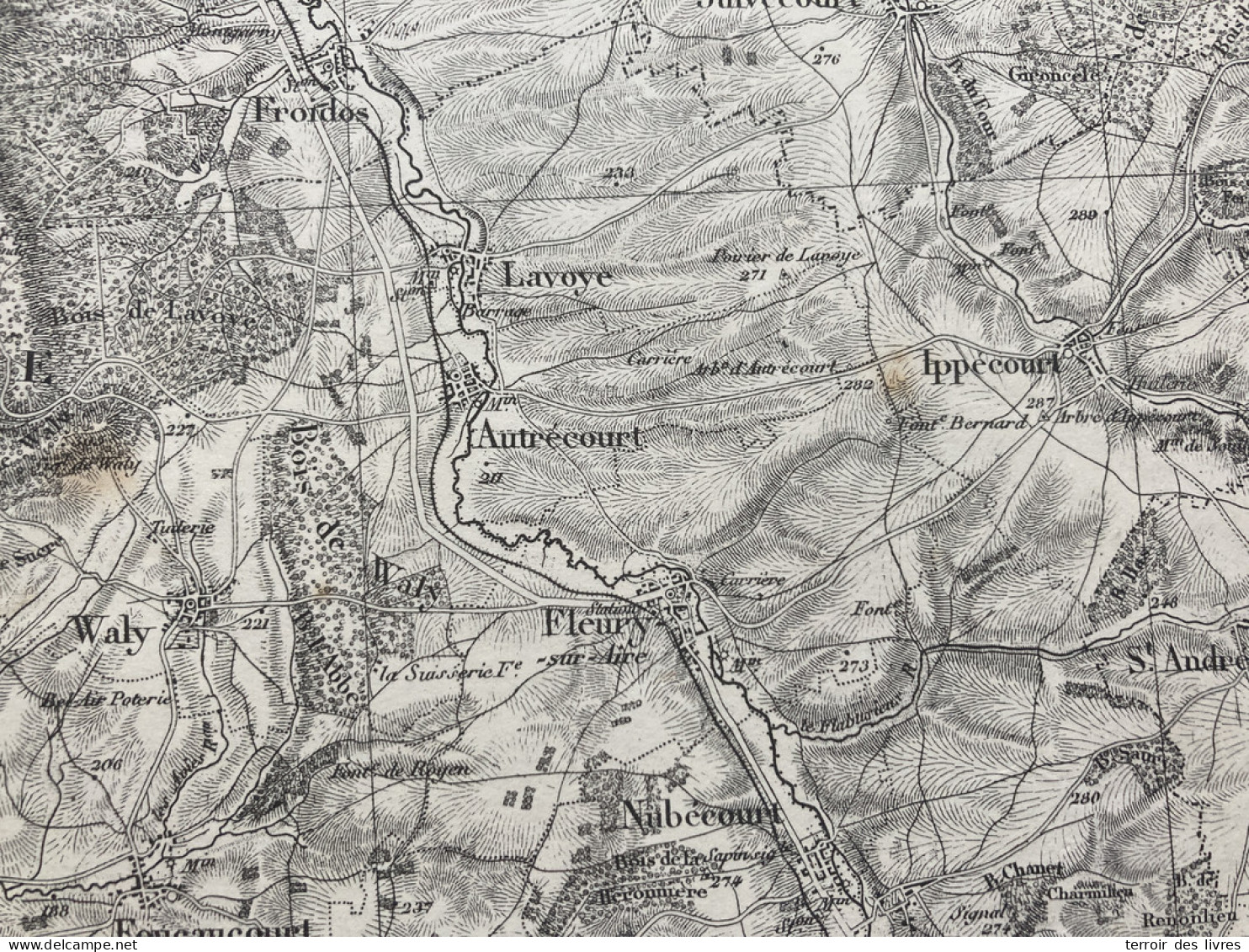 Carte état Major BAR-LE-DUC 1888 35x54cm IPPECOURT ST-ANDRE-EN-BARROIS JULVECOURT OSCHES FLEURY-SUR-AIRE BULAINVILLE NUB - Cartes Géographiques