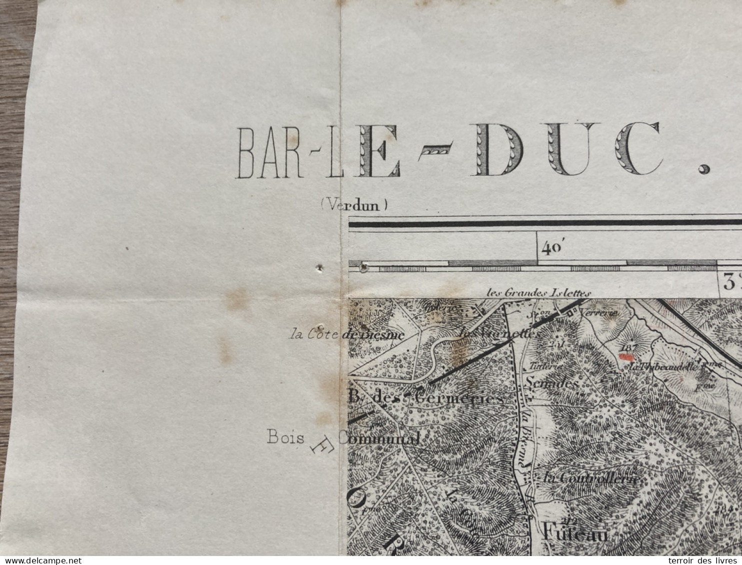 Carte état Major BAR-LE-DUC 1888 35x54cm IPPECOURT ST-ANDRE-EN-BARROIS JULVECOURT OSCHES FLEURY-SUR-AIRE BULAINVILLE NUB - Geographical Maps