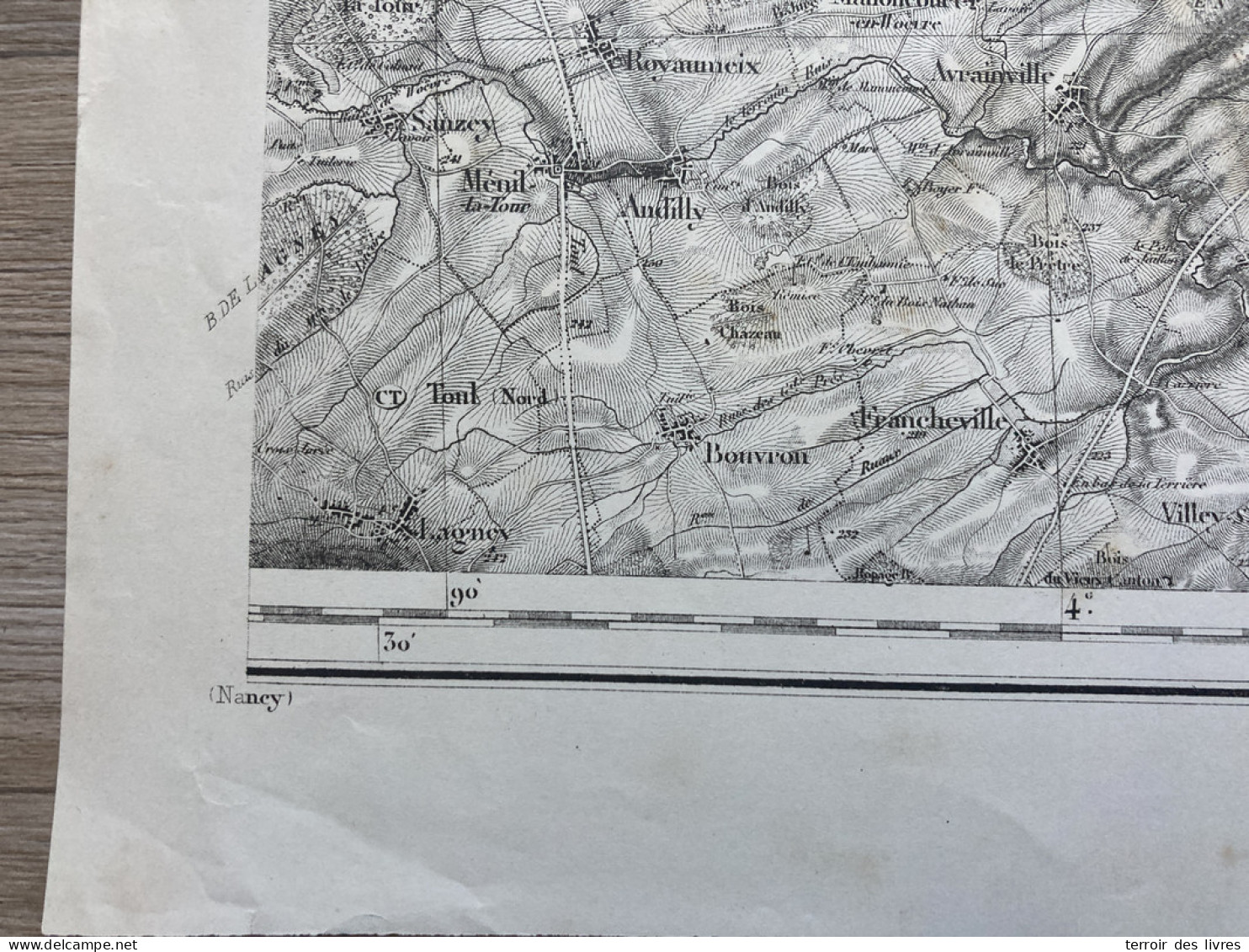 Carte état Major COMMERCY S.E. 1888 33x50cm DIEULOUARD LOISY BEZAUMONT BELLEVILLE JEZAINVILLE VILLE-AU-VAL AUTREVILLE-SU - Geographische Kaarten