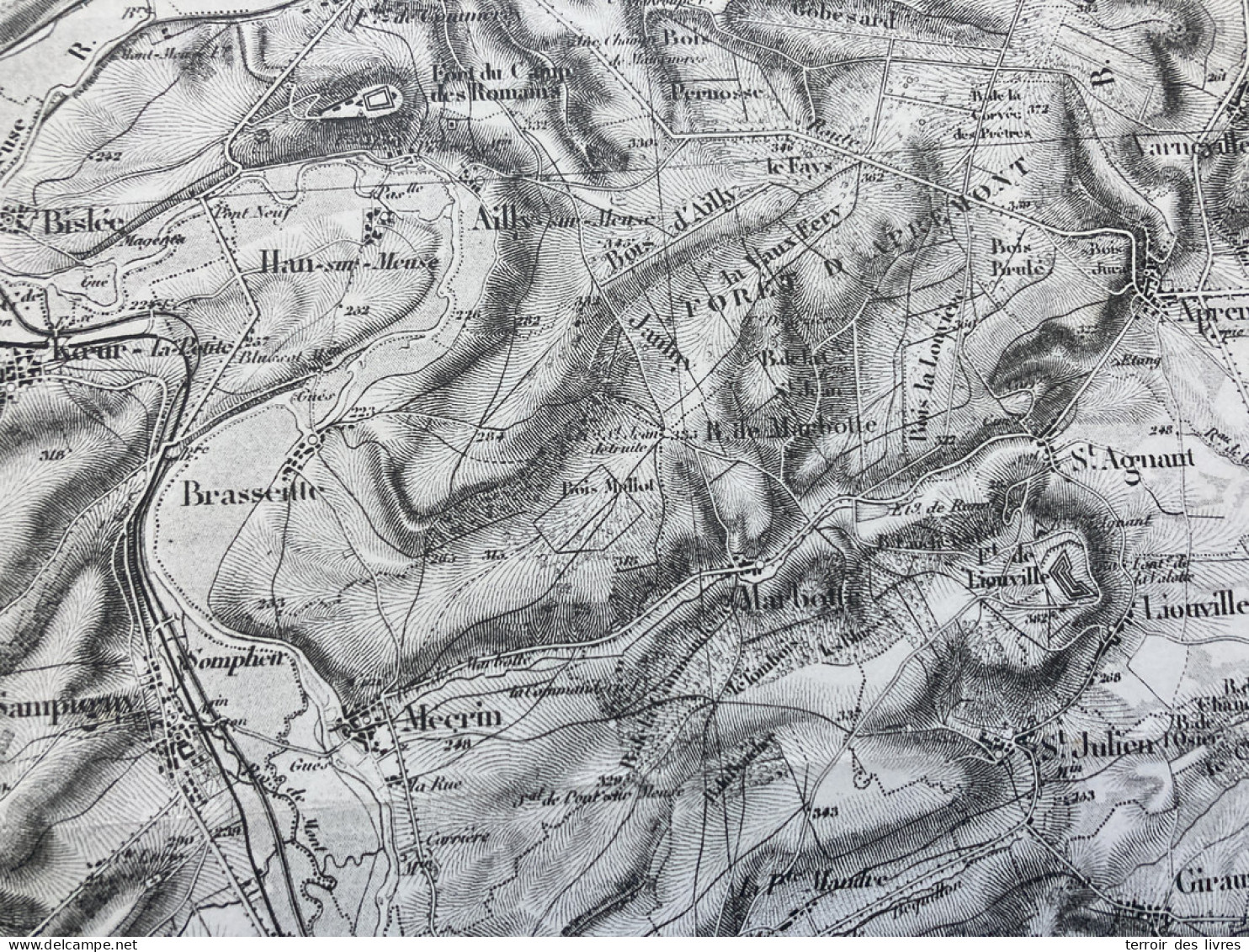 Carte état Major COMMERCY S.O. 1835 1888 33x50cm MARBOTTE APREMONT LA FORET VARNEVILLE LIOUVILLE LOUPMONT MARBOTTE ST-JU - Cartes Géographiques