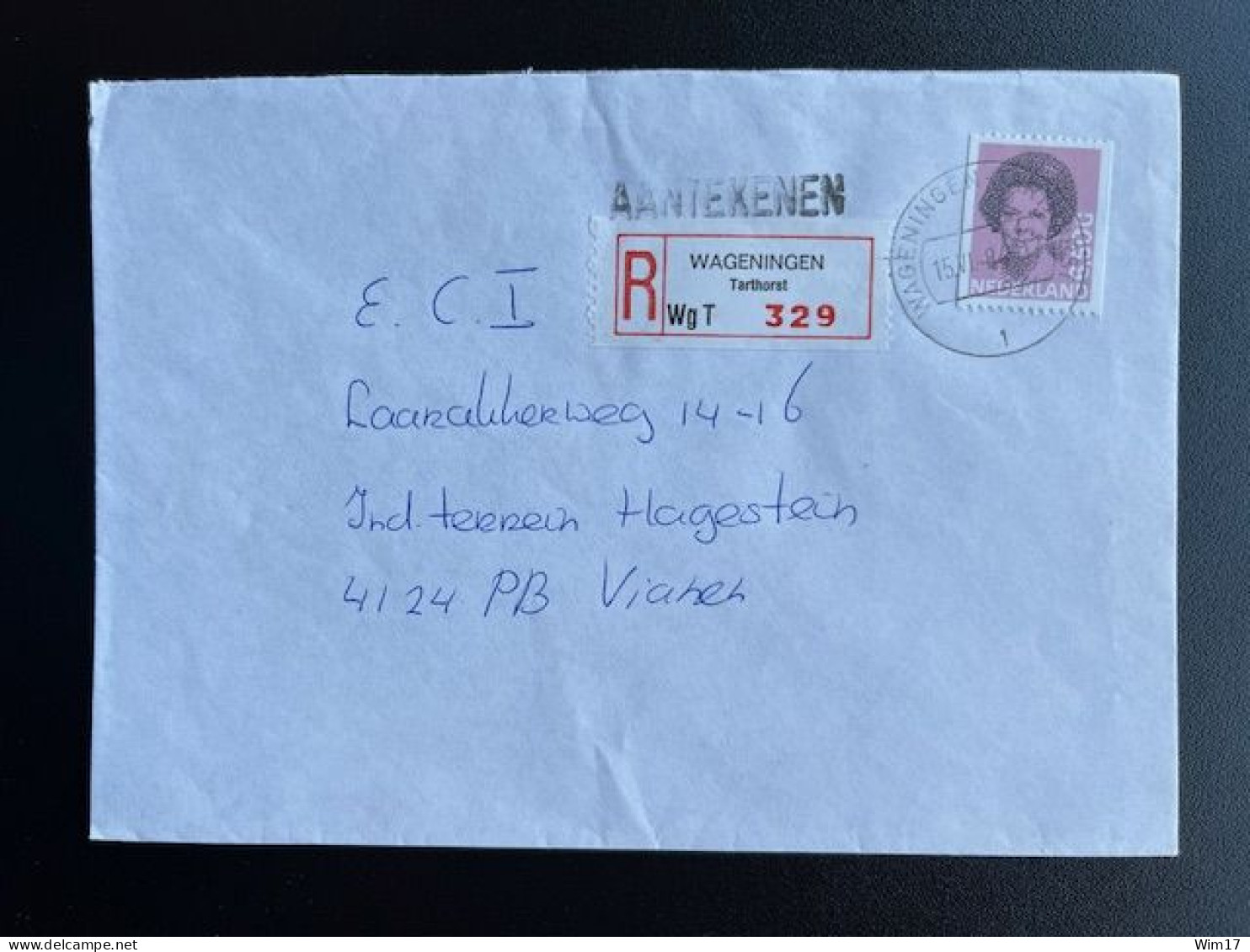 NETHERLANDS 1984 REGISTERED LETTER WAGENINGEN TARTHORST TO VIANEN 15-06-1984 NEDERLAND AANGETEKEND - Briefe U. Dokumente