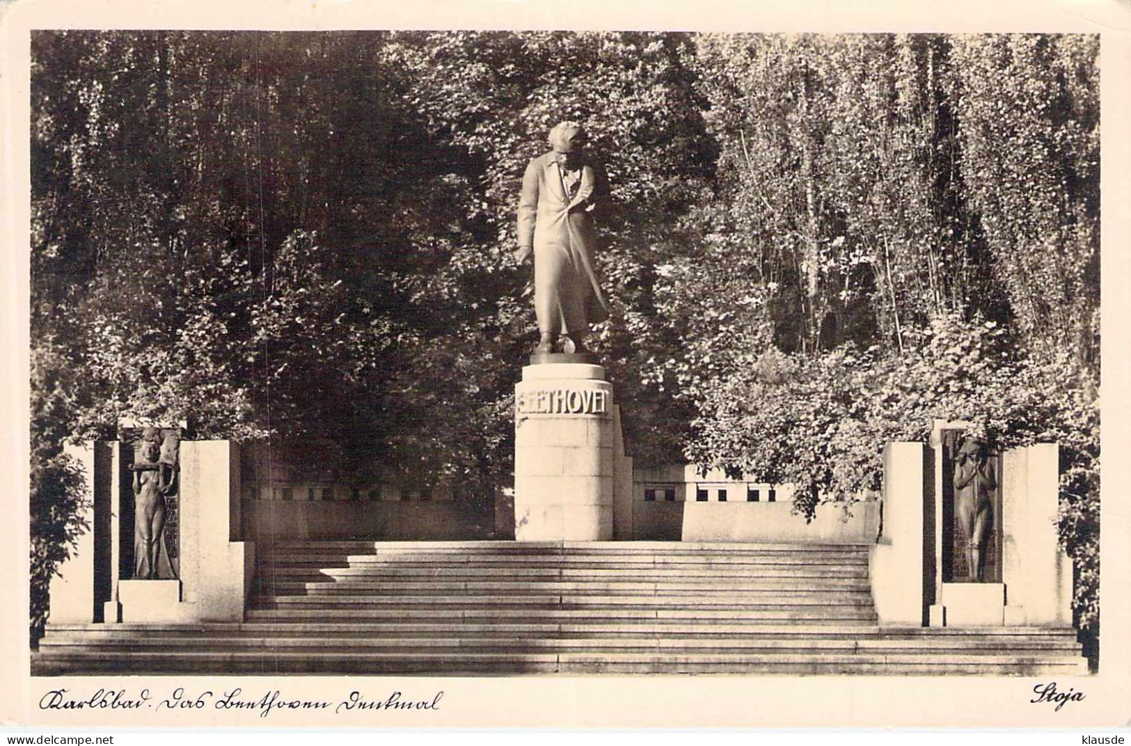 Karlsbad (Karlovy Vary) - Beethoven-Denkmal Gel.1943 - Boehmen Und Maehren