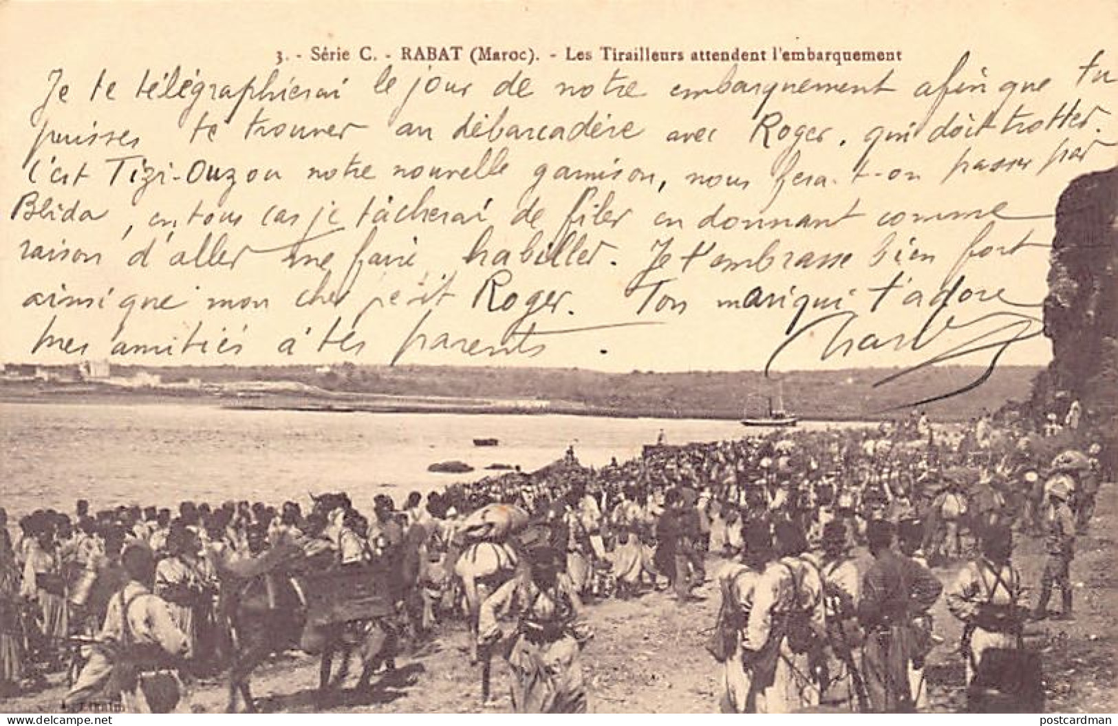 Maroc - RABAT - Les Tirailleurs Algériens Attendant L'embarquement - Ed. I. Elkaïm 3 Série C - Rabat