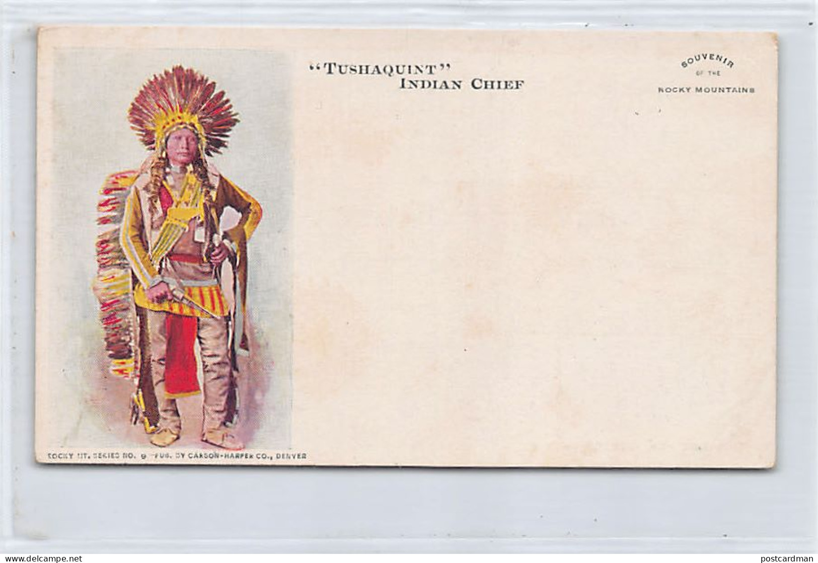 Usa - Native Americana - Tushaquint Indian Chief - PRIVATE MAILING CARD - Publ. Carson-Harper Co. Rocky Mt. Series - Indios De América Del Norte