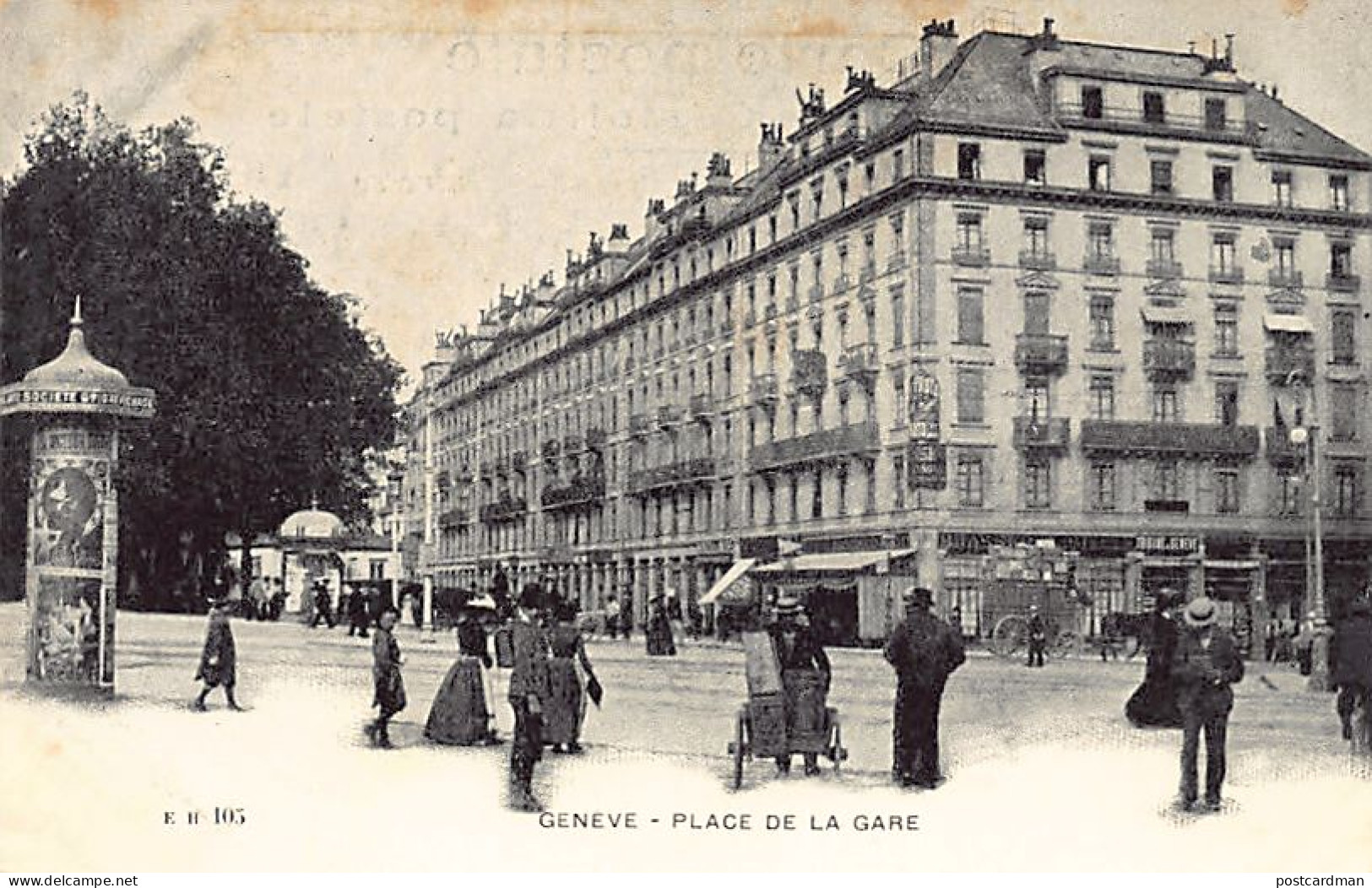 GENÈVE - Place De La Gare -  Colonne Morris Société Générale D'affichage  - Ed. E H 105 - Genève