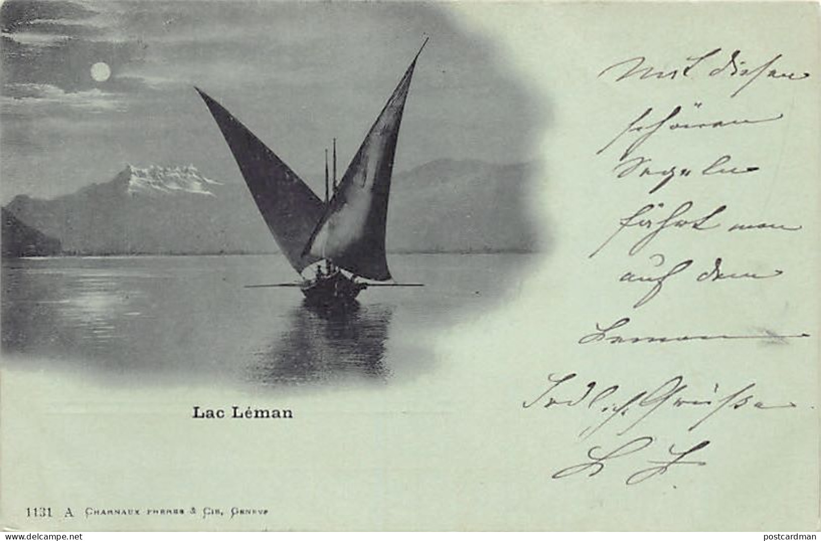 Lac Léman (GE) Barque - Carte Bleue à La Lune - Ed. Charnaux 1131 - Otros & Sin Clasificación