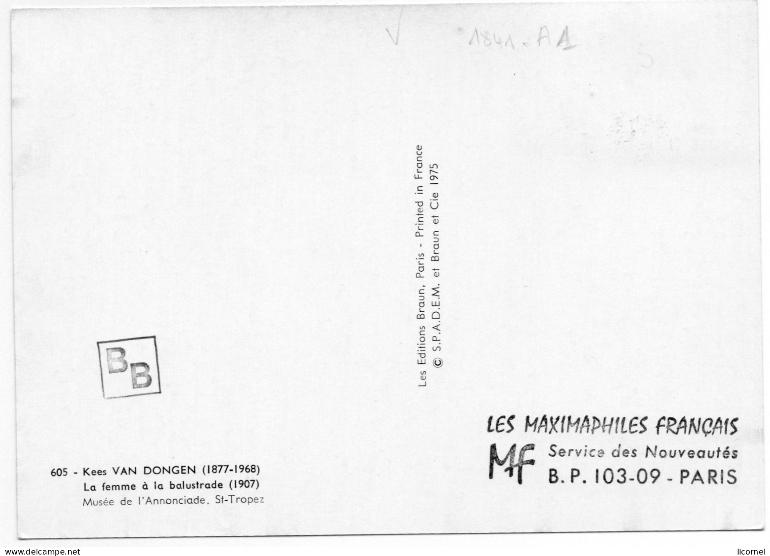 Carte  Maxi  19 75 Premier Jour : VAN DONGEN - 1970-1979