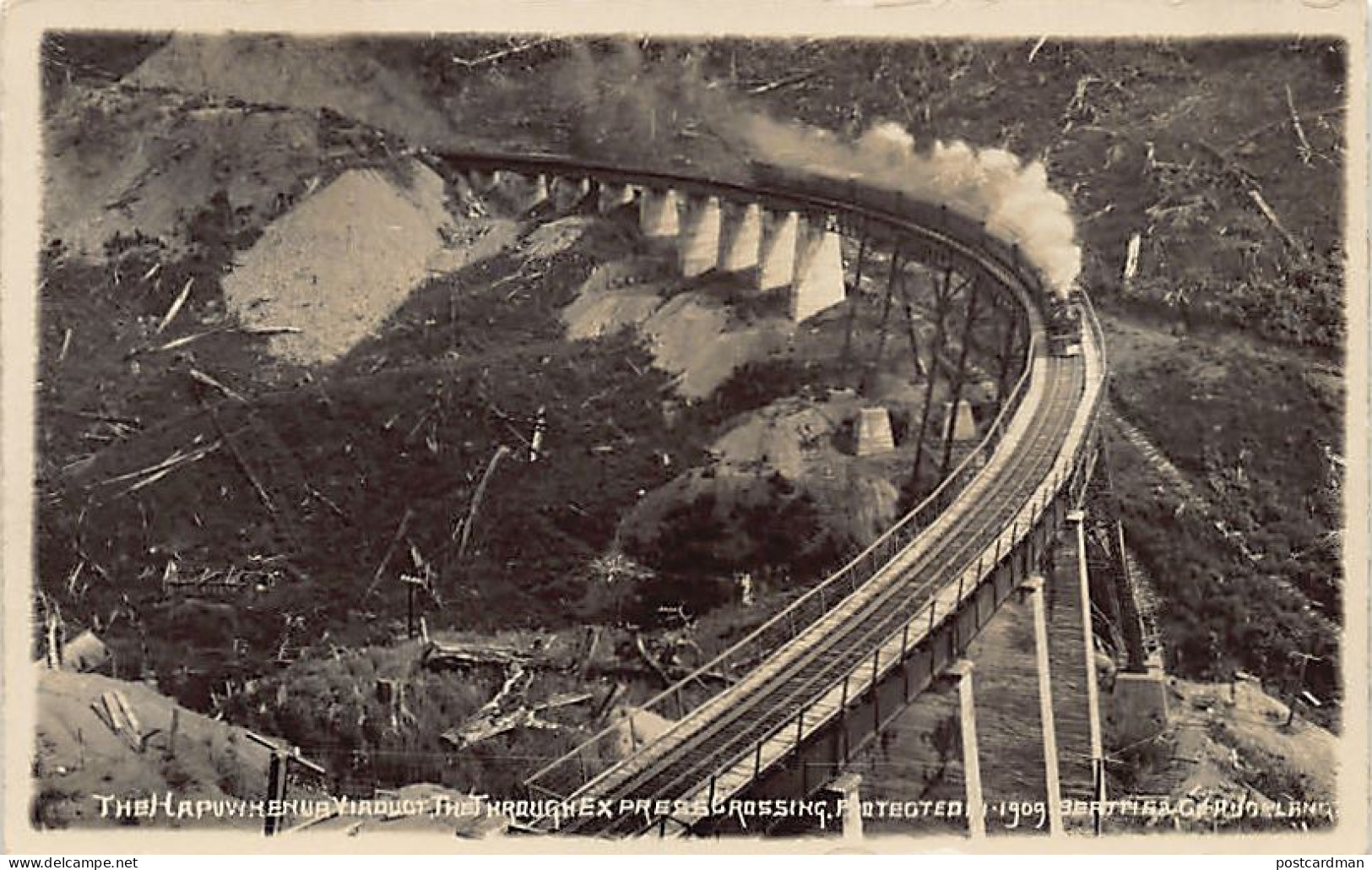 New Zealand - The Hapuwhenwa Railway Viaduct - The Through Express Crossing - REAL PHOTO - Publ. W. Beattie & Co. 1909  - Nouvelle-Zélande