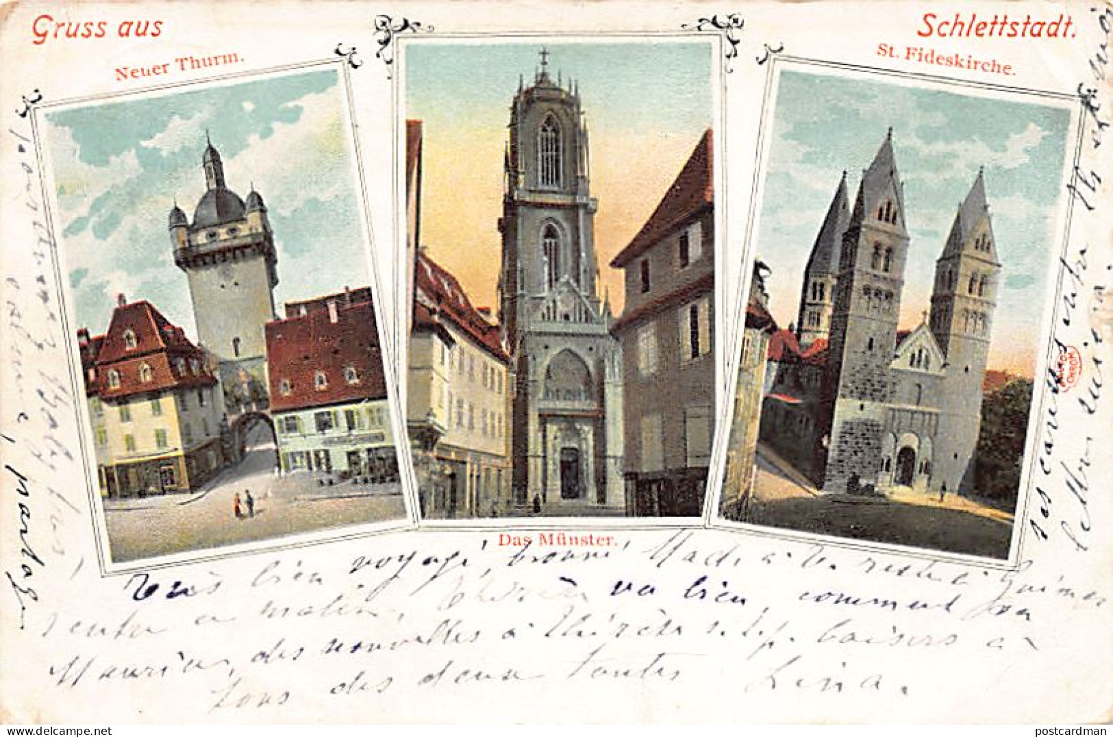 SÉLESTAT - Tour Neuve - Cathédrale - Eglise Sainte-Foy - Autochrome - Ed. ORBIS PICTUS - Selestat