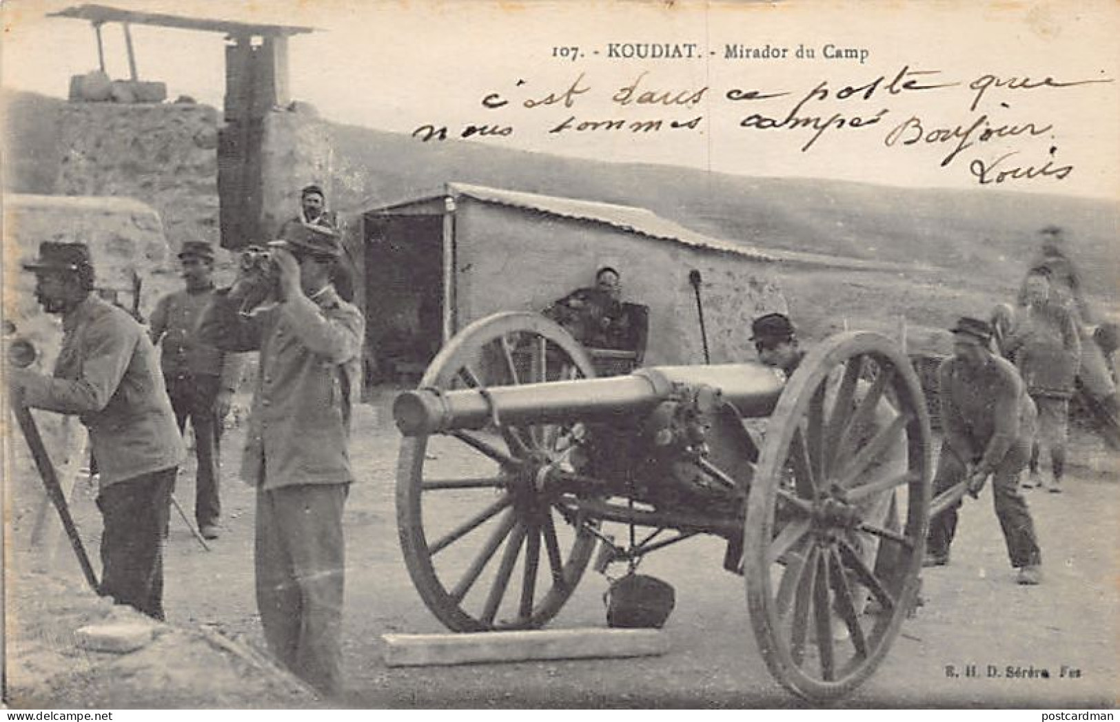 Maroc - KOUDIAT - Mirador Du Camp - Canon De Bange De 90mm Au Pointage - Ed. E.H.D. Séréro 107 - Other & Unclassified