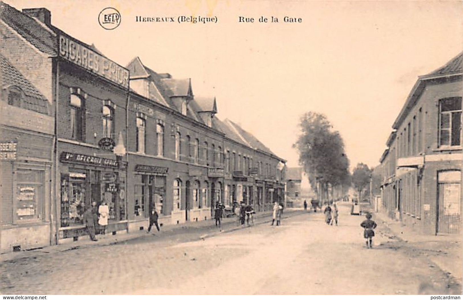 HERSEAUX (Hainaut) Rue De La Gare - Magasin Veuve Delcroix-Spriest, Cfé De La Régie, éditeur De Cartes Postales - Ed. Ve - Other & Unclassified