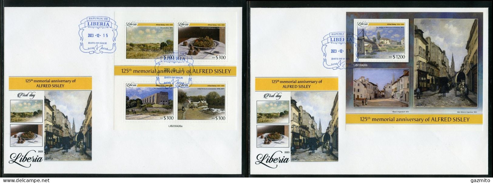 Liberia 2023, Art, Sisley, 4val In BF +BF In 2FDC - Other & Unclassified