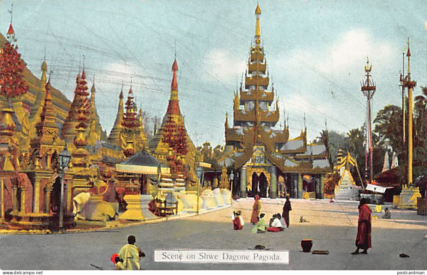MYANMAR Burma - RANGOON Yangon - Scene At Shwedagon Pagoda - Prayers - Publ. D. A. Ahuja 31 - Myanmar (Burma)