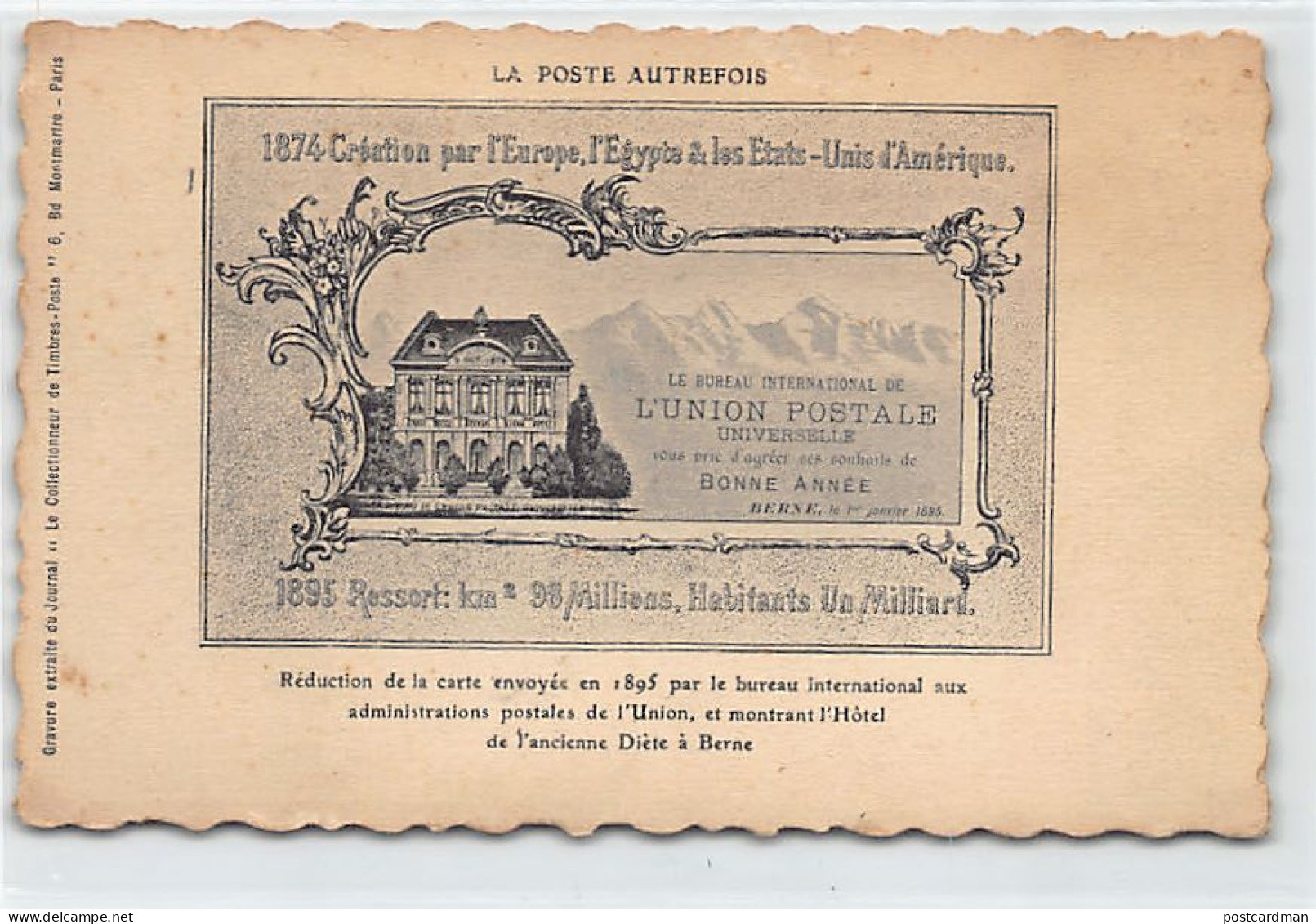 Schweiz - BERN - Reproduktion Der Postkarte, Die 1895 Vom Internationalen Büro An Die Postverwaltungen Des Weltpostverei - Berne