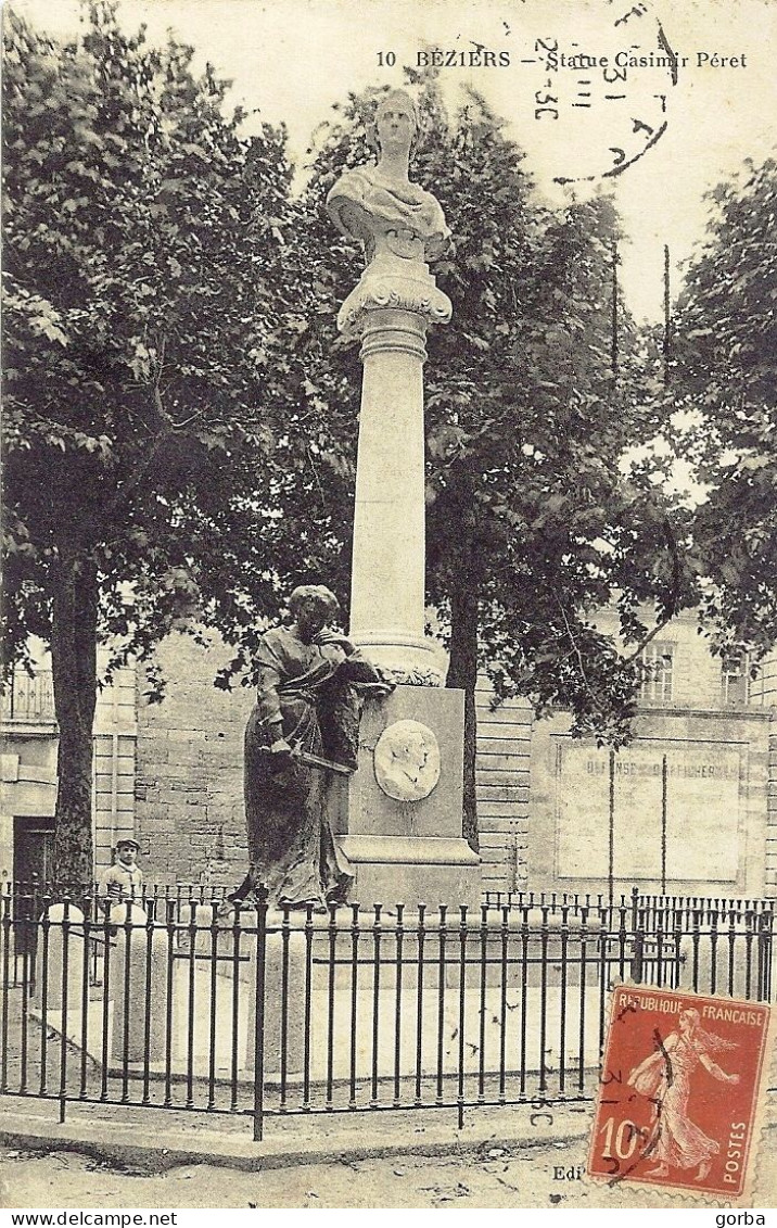 *CPA  - 34 - BEZIERS - Statue De Casimir Peret - Beziers