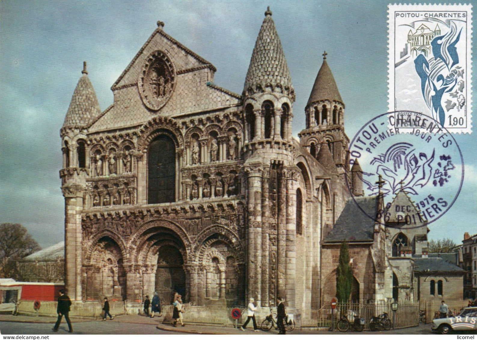 Carte  Maxi  19 75 Premier Jour: POITIERS, Notre Dame La Grande - 1970-1979