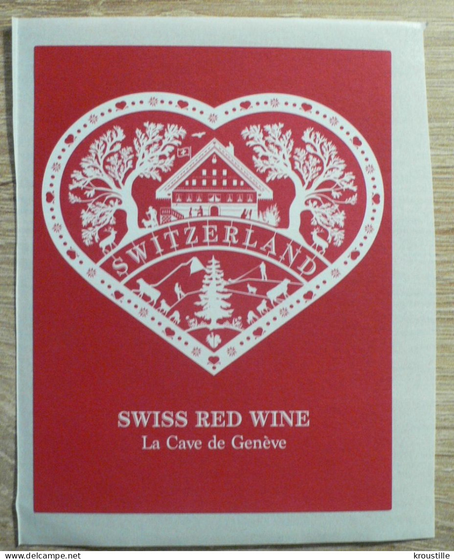THEME COEUR : ETIQUETTE SWISS RED WINE - ETIQUETTE DE VIN SUISSE - NEUVE - Hearts