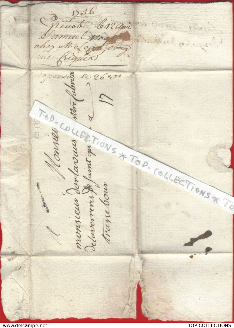 1756 Lettre De Grenoble  COMMANDE VERRERIE  Pour Mr Drolenvaux Maitre Fabrique De Verres  De St Quirin Près Sarrebourg - ... - 1799