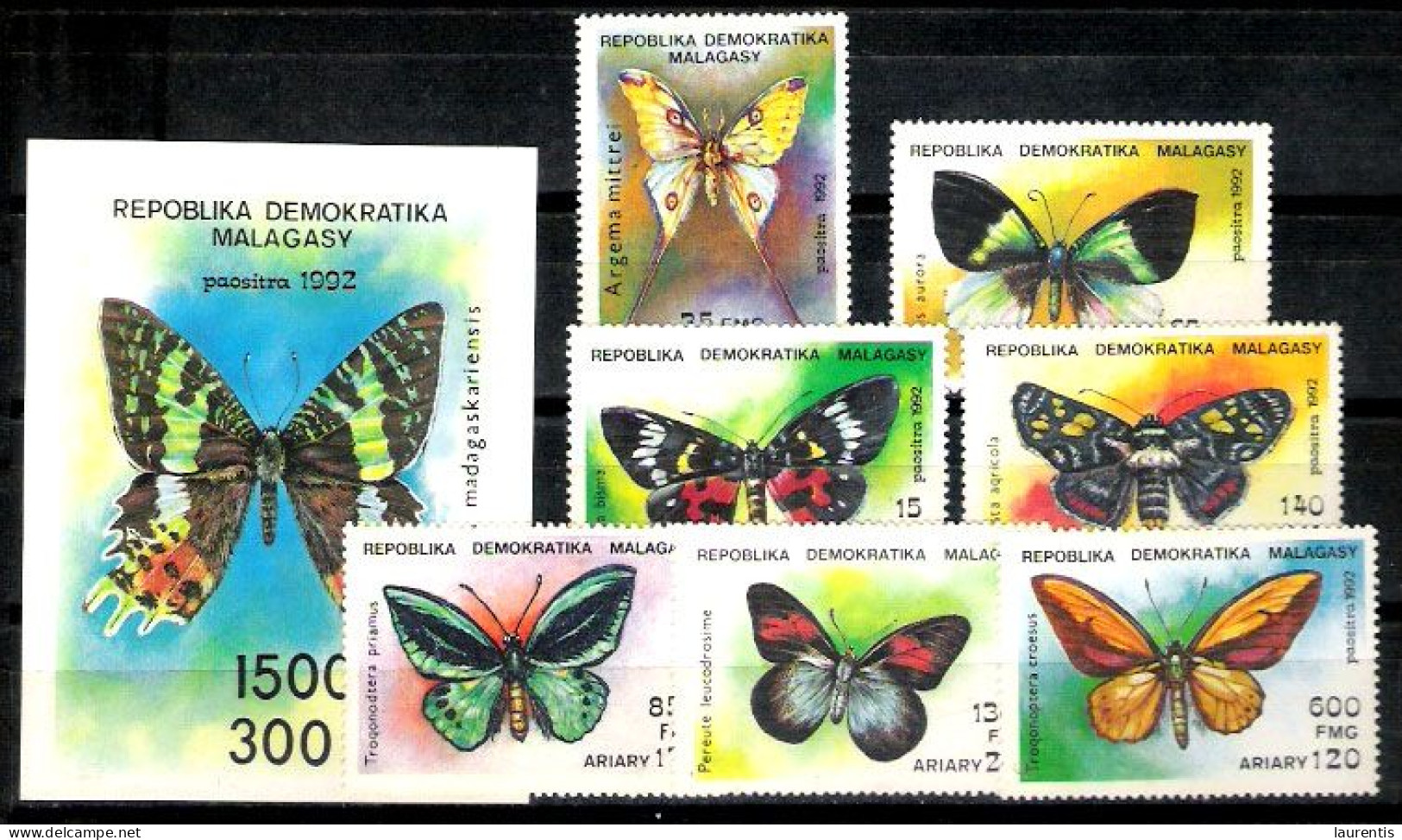783  Butterflies - Papillons - Magalasy 1068-74 + BF 78 - 2,85 (15) - Papillons