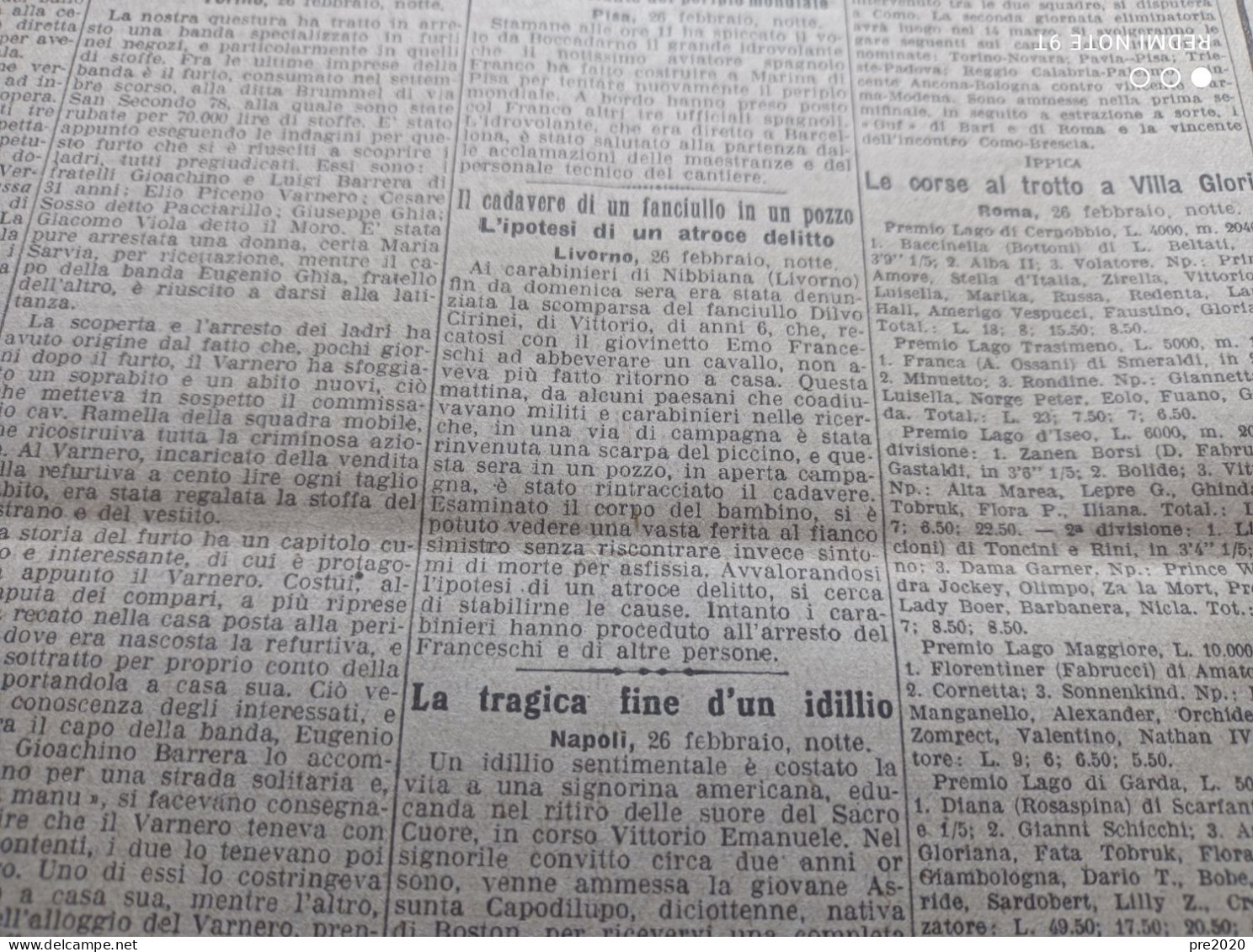 CORRIERE DELLA SERA 27/2/1929 MUSSOLINI A DALMINE NIBBIANA ALTAVILLA PALERMO SAN MICHELE IN TEVERINA PULA SARDEGNA - Other & Unclassified
