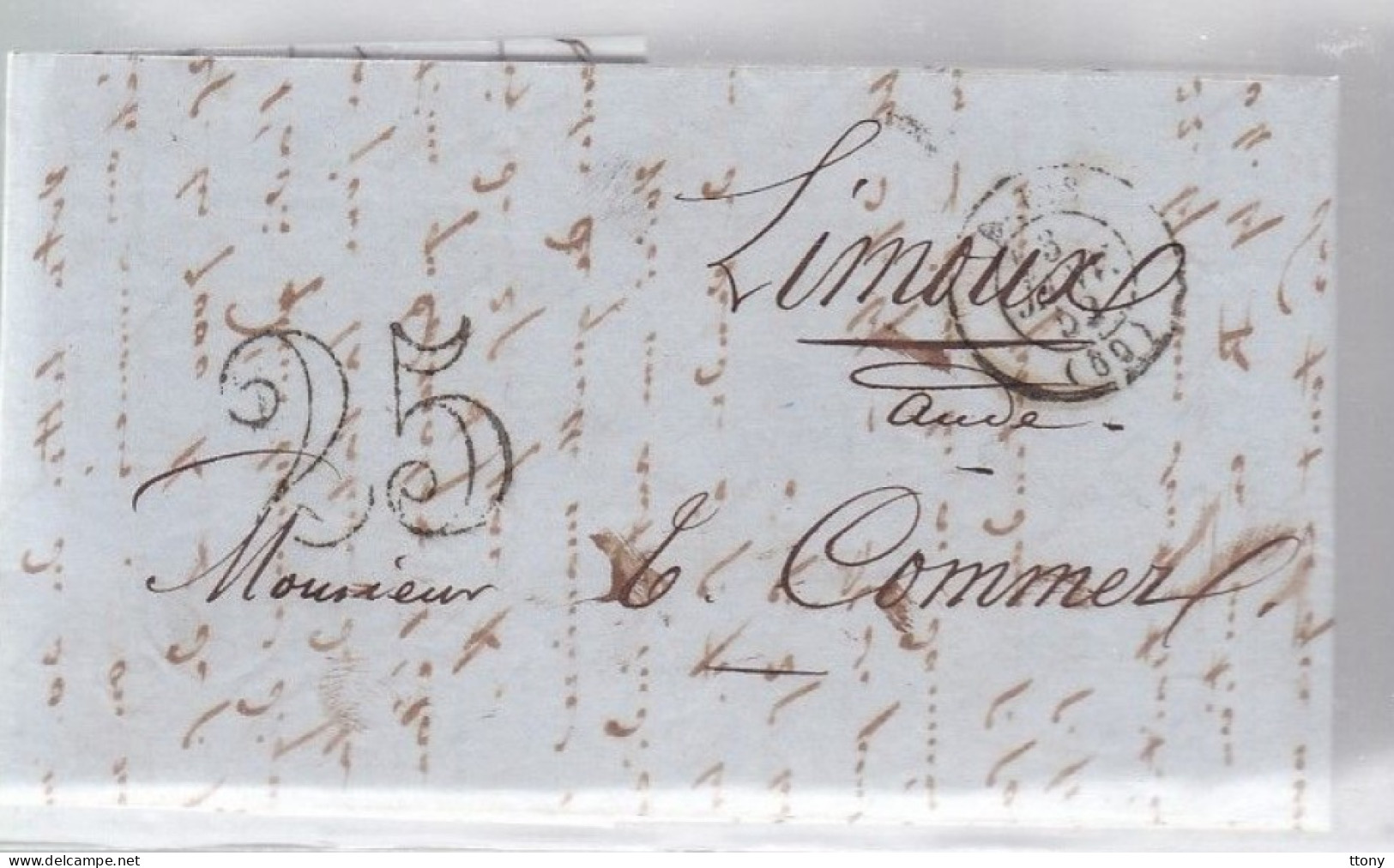 Lettre Dite Précurseurs  Sur Lettre  Pour Limoux 1852  Taxe 25 - Sin Clasificación