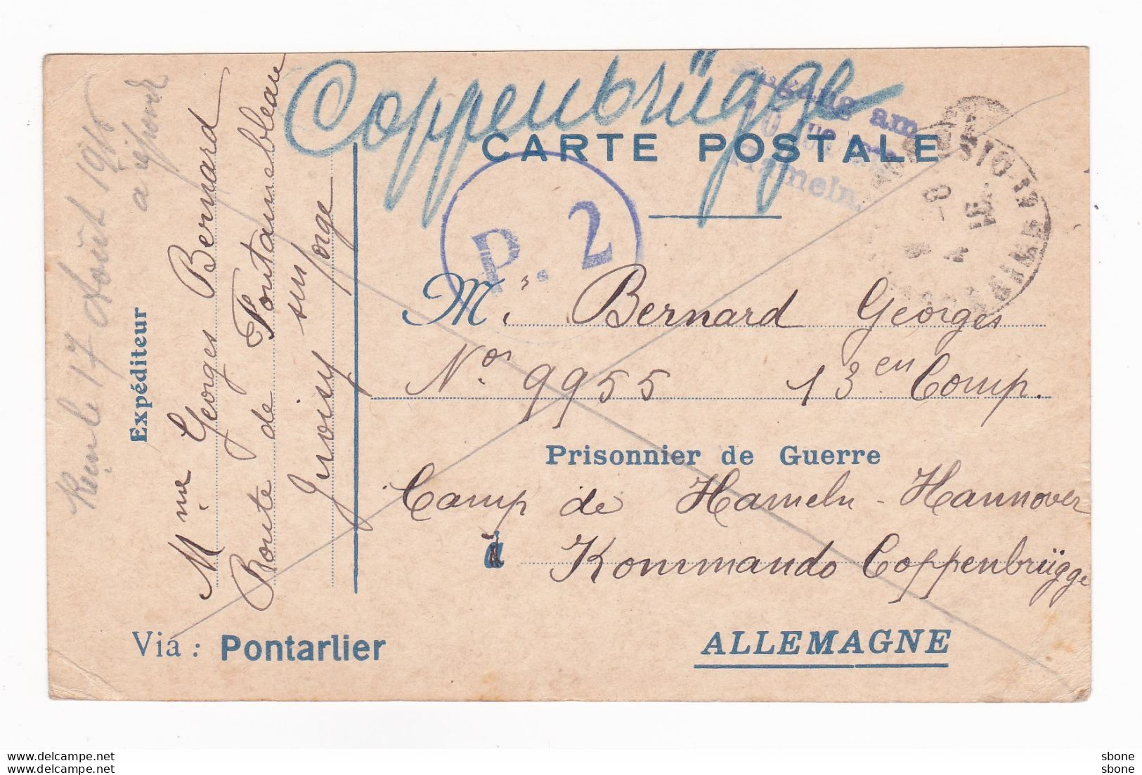 Carte Postale En Franchise Militaire - Prisonniers De Guerre - Storia Postale