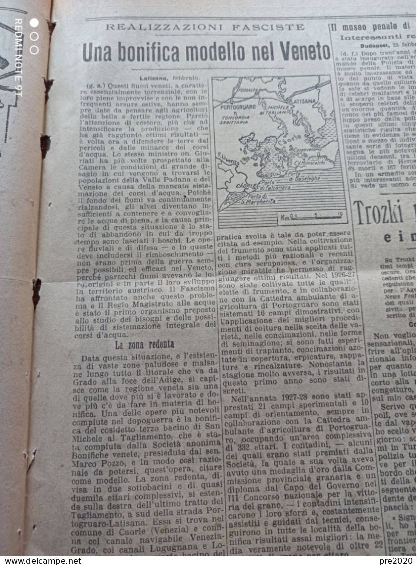CORRIERE DELLA SERA 26/2/1929 LATISANA BONIFICA NEL VENETO AGUGLIANO - Other & Unclassified