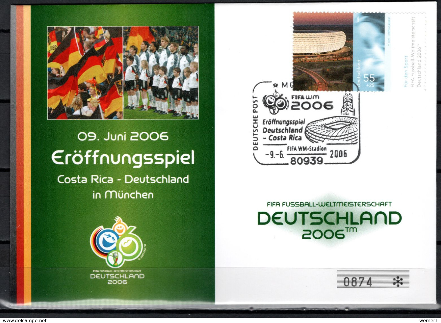 Germany 2006 Football Soccer World Cup Commemorative Cover Opening Match Costa Rica - Germany - 2006 – Duitsland