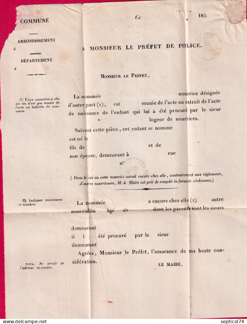 FRANCHISE PREFET DE POLICE 1850 + PARIS 1 FRANCHISE 1 POUR BEAUVAIS OISE LETTRE - 1801-1848: Precursors XIX