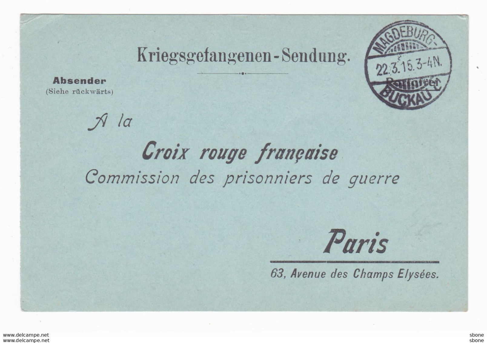 Carte En Franchise Militaire - Croix Rouge - Commission Des Prisonniers De Guerre - Briefe U. Dokumente