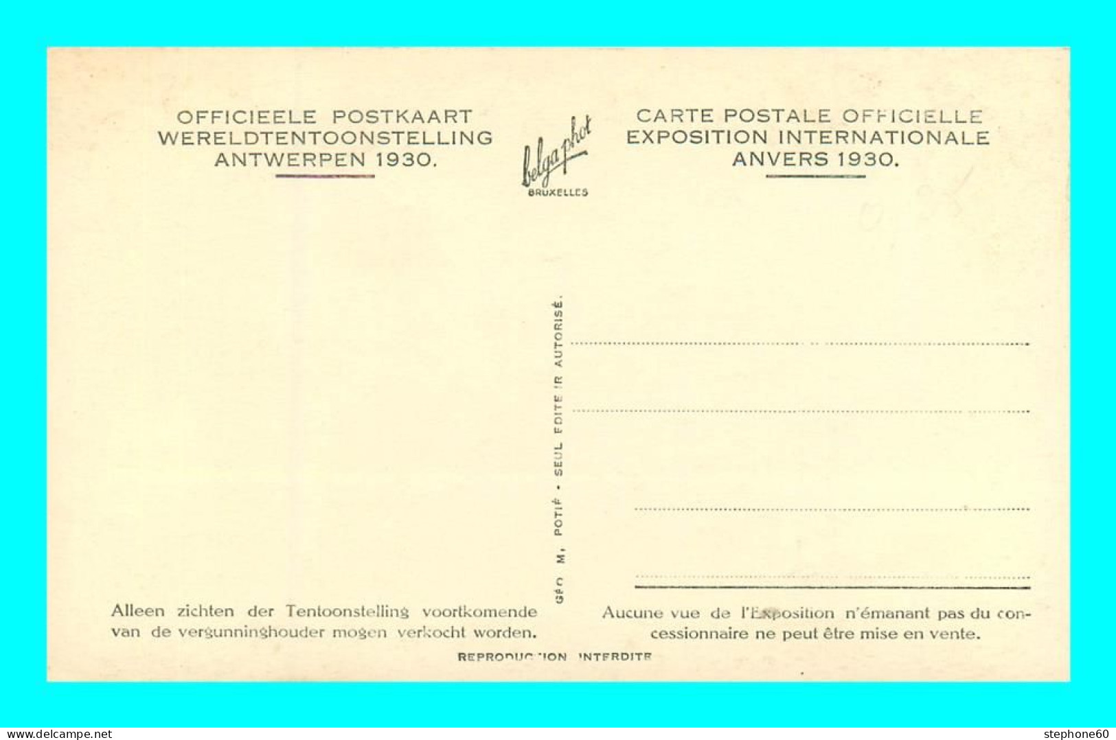 A909 / 479 ANVERS 1930 Pavillon Italien Entrée Principale - Andere & Zonder Classificatie